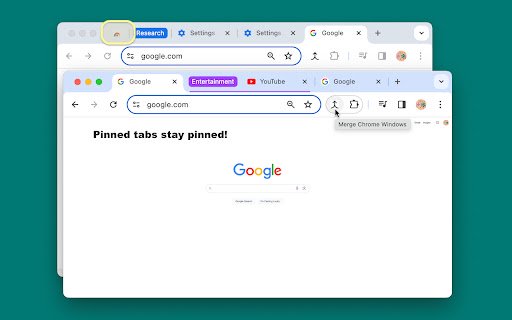Merge Chrome Windows  from Chrome web store to be run with OffiDocs Chromium online