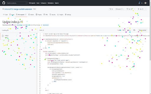 Merge Confetti  from Chrome web store to be run with OffiDocs Chromium online