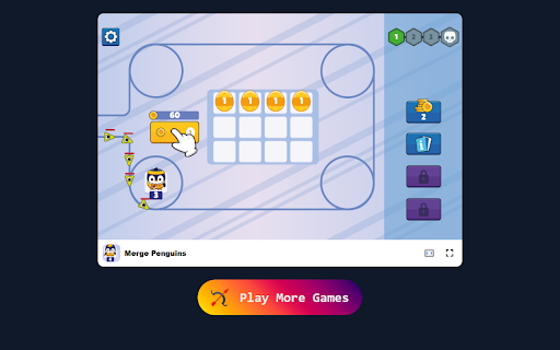 Merge Penguins Game in Browser Free  Offline available  from Chrome web store to be run with OffiDocs Chromium online