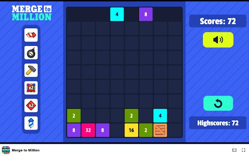 Merge to Million Merge blocks to reach one million!  from Chrome web store to be run with OffiDocs Chromium online
