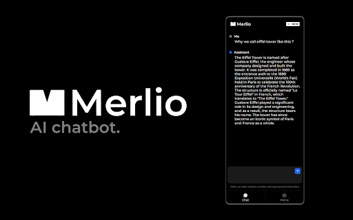 Merlio AI Chatbot  from Chrome web store to be run with OffiDocs Chromium online