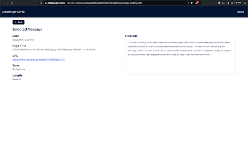 Messenger Genie  from Chrome web store to be run with OffiDocs Chromium online