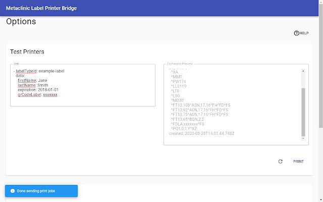 Chrome 网上商店的 Metaclinic 标签打印机桥将与 OffiDocs Chromium 在线运行