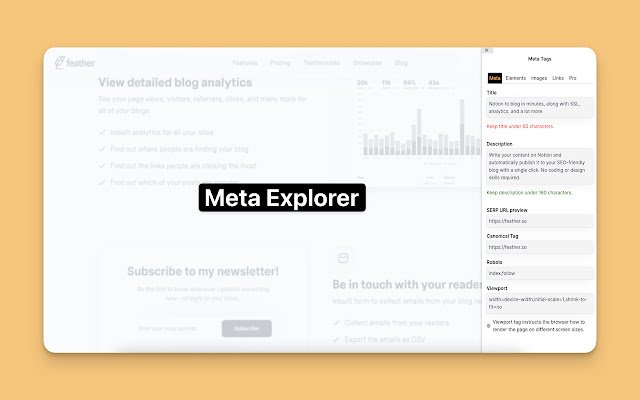 Meta Explorer  from Chrome web store to be run with OffiDocs Chromium online