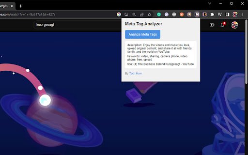 Meta Tag Analyzer  from Chrome web store to be run with OffiDocs Chromium online