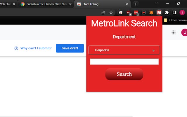 MetroLink Search từ cửa hàng Chrome trực tuyến sẽ được chạy với OffiDocs Chromium trực tuyến