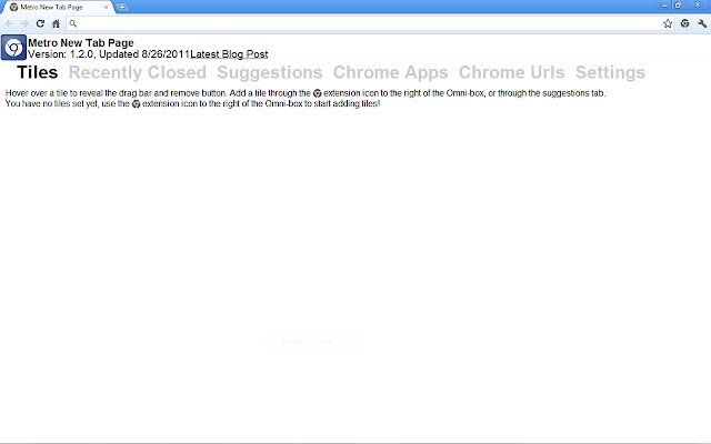 Metro New Tab Page  from Chrome web store to be run with OffiDocs Chromium online