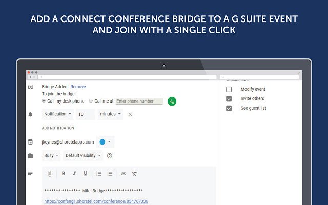 Chrome ウェブストアから Mitel による MiCloud Connect を OffiDocs Chromium オンラインで実行