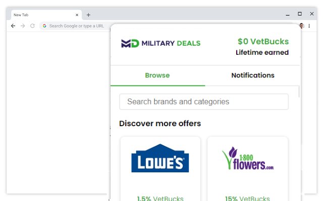 MilitaryDeals® Shopping-Schaltfläche aus dem Chrome-Webshop zur Ausführung mit OffiDocs Chromium online