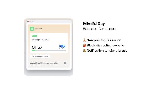 MindfulDay Extension  from Chrome web store to be run with OffiDocs Chromium online