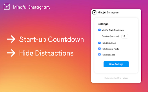 Mindful Instagram  from Chrome web store to be run with OffiDocs Chromium online