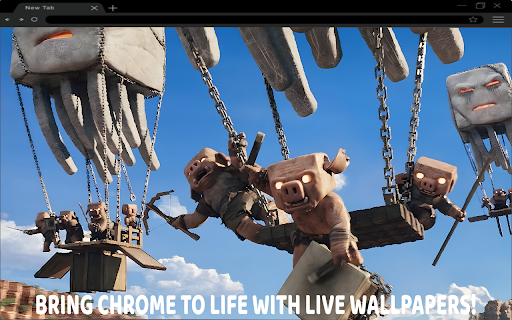 Minecraft Movie Hoglins Riding Ghasts Live Wallpaper  from Chrome web store to be run with OffiDocs Chromium online