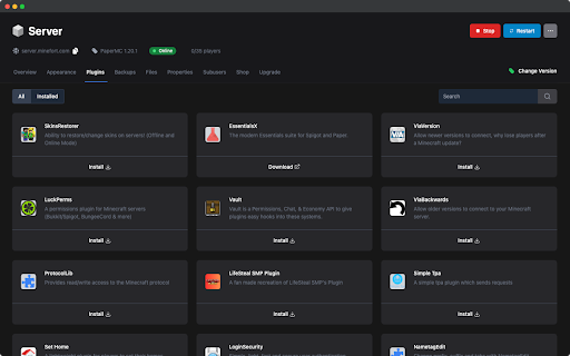 Minecraft Server Hosting Minefort.com  from Chrome web store to be run with OffiDocs Chromium online