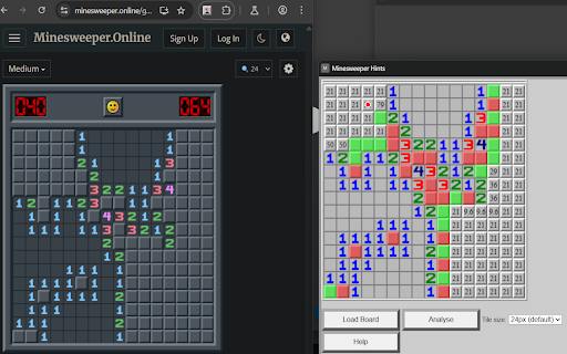 Minesweeper Hints  from Chrome web store to be run with OffiDocs Chromium online