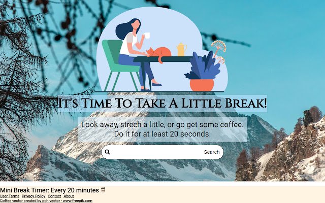 Mini Break Timer: a cada 20 minutos da loja virtual do Chrome para ser executado com o OffiDocs Chromium online