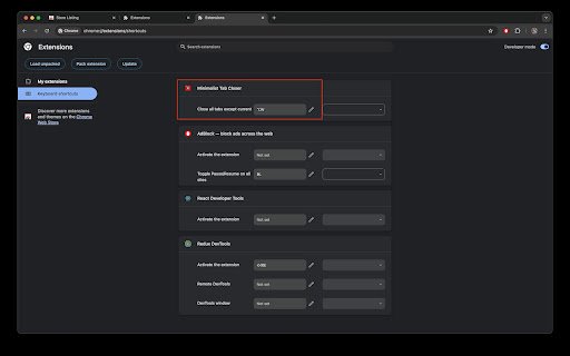 Minimalist Tab Closer  from Chrome web store to be run with OffiDocs Chromium online