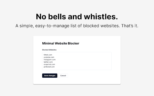 Minimal Website Blocker  from Chrome web store to be run with OffiDocs Chromium online