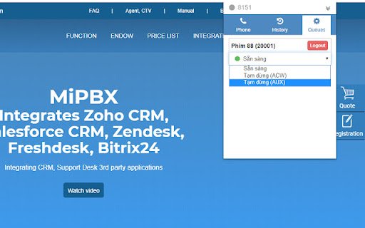 MiPBX CC AGENT 2023  from Chrome web store to be run with OffiDocs Chromium online
