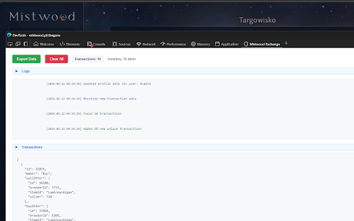 Mistwood Market History Tracker  from Chrome web store to be run with OffiDocs Chromium online