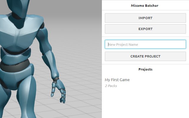 Mixamo Batcher із веб-магазину Chrome, який можна запускати з OffiDocs Chromium онлайн