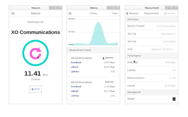 M Lab Measure  from Chrome web store to be run with OffiDocs Chromium online