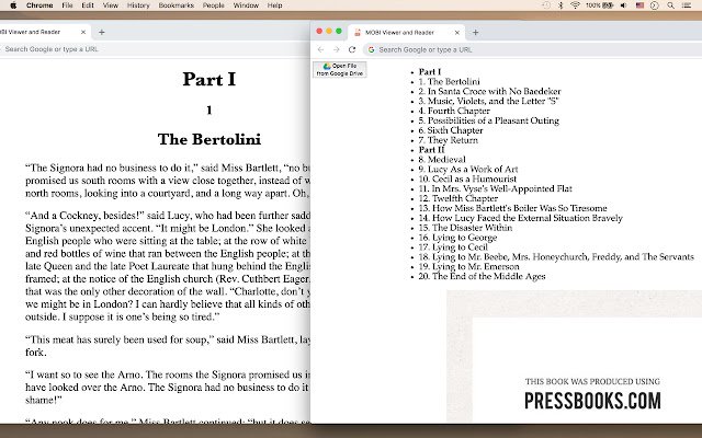 โปรแกรมดูและเครื่องอ่าน MOBI จาก Chrome เว็บสโตร์ที่จะรันด้วย OffiDocs Chromium ออนไลน์