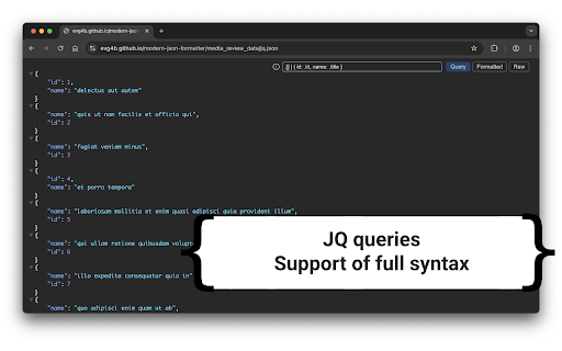 Modern JSON Formatter  from Chrome web store to be run with OffiDocs Chromium online
