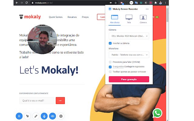 מקליט מסך Mokaly מחנות האינטרנט של Chrome להפעלה עם OffiDocs Chromium באינטרנט