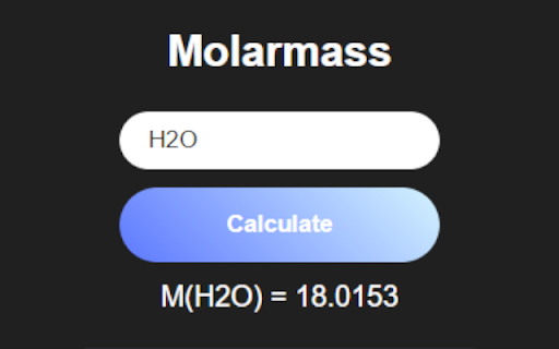 Molarmass Calculator  from Chrome web store to be run with OffiDocs Chromium online