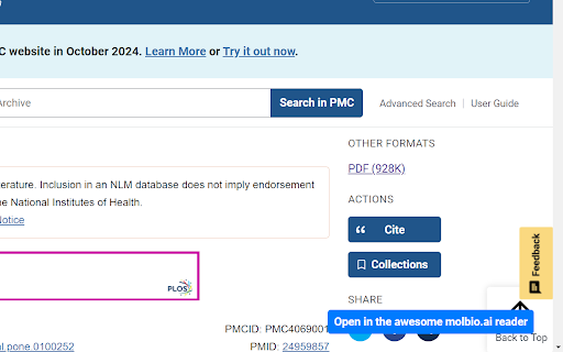 Molbio Paper Reader  from Chrome web store to be run with OffiDocs Chromium online