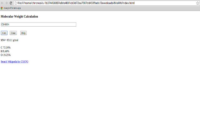 Molecular Weight Calculation  from Chrome web store to be run with OffiDocs Chromium online