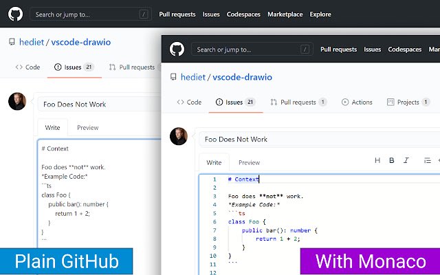 Editorul Monaco Markdown pentru GitHub din magazinul web Chrome va fi rulat cu OffiDocs Chromium online