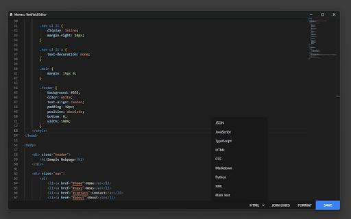 Monaco TextField Editor  from Chrome web store to be run with OffiDocs Chromium online