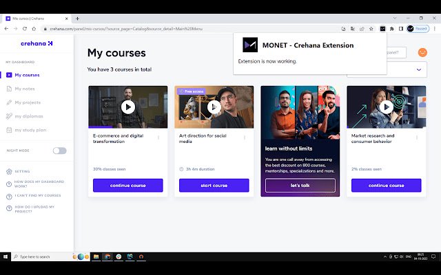 Monet Crehana  from Chrome web store to be run with OffiDocs Chromium online