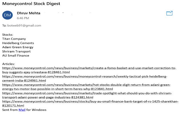 Moneycontrol Digest mula sa Chrome web store na tatakbo sa OffiDocs Chromium online
