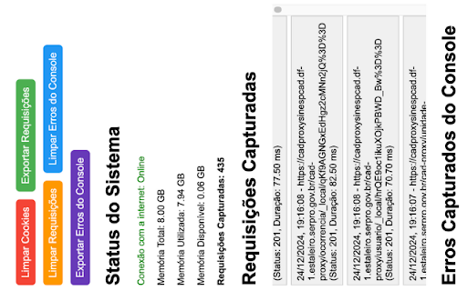 Monitor SINESP CAD  from Chrome web store to be run with OffiDocs Chromium online