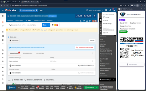 MOS Print Extension  from Chrome web store to be run with OffiDocs Chromium online