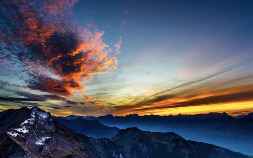 Mountains Sunset 4K  from Chrome web store to be run with OffiDocs Chromium online