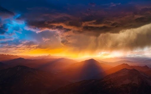 MOUNTAINS SUNSET STORM Theme  from Chrome web store to be run with OffiDocs Chromium online
