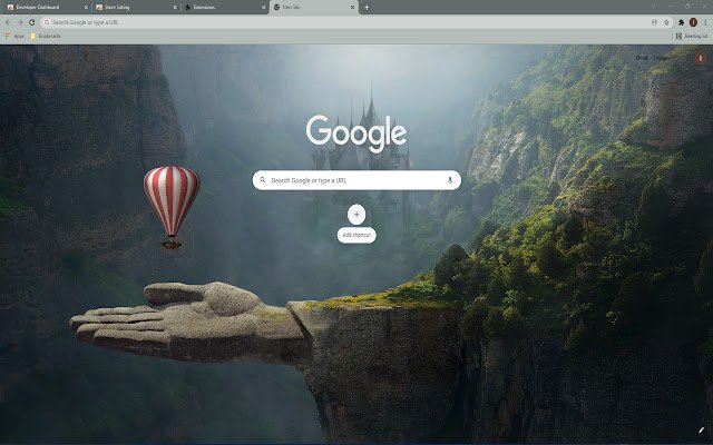 Gunung dengan tema tangan dan balon dari toko web Chrome untuk dijalankan dengan OffiDocs Chromium online