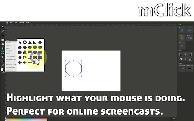 Mouse Click Highlighter (mClick)  from Chrome web store to be run with OffiDocs Chromium online