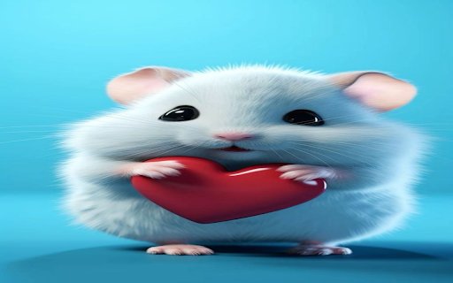 Mouse hugging heart wallpaper  from Chrome web store to be run with OffiDocs Chromium online