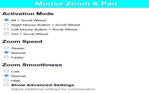 Mouse Zoom  Pan  from Chrome web store to be run with OffiDocs Chromium online