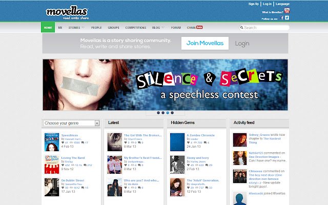 Movellas.com van de Chrome-webwinkel wordt uitgevoerd met OffiDocs Chromium online