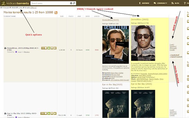 Movie Description Plugin for Torrent  from Chrome web store to be run with OffiDocs Chromium online