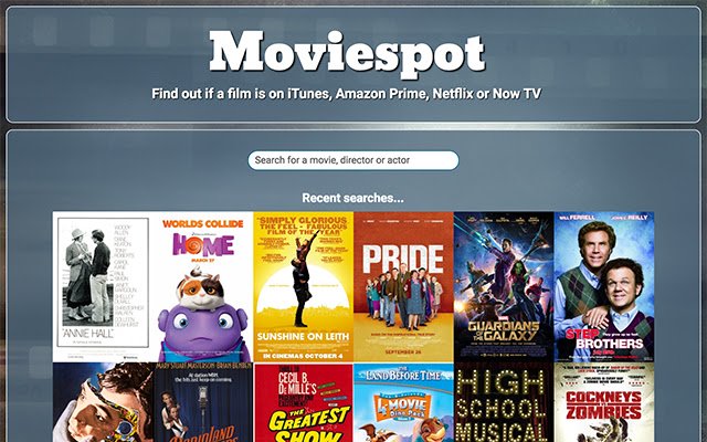 Chrome web mağazasından Moviespot UK, OffiDocs Chromium çevrimiçi ile çalıştırılacak