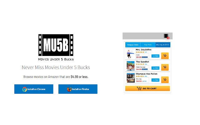 Movies Under 5 Bucks  from Chrome web store to be run with OffiDocs Chromium online