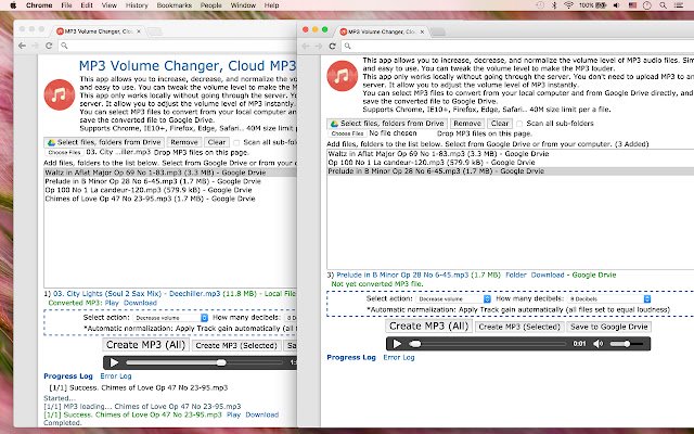 MP3 Volume Changer, Cloud MP3Gain da Chrome Web Store para ser executado com OffiDocs Chromium online