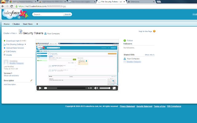 mp4 Viewer voor SFDC Chatter uit de Chrome-webwinkel om te worden uitgevoerd met OffiDocs Chromium online