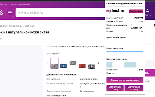 MPLAND: статистика по товару Wildberries  from Chrome web store to be run with OffiDocs Chromium online